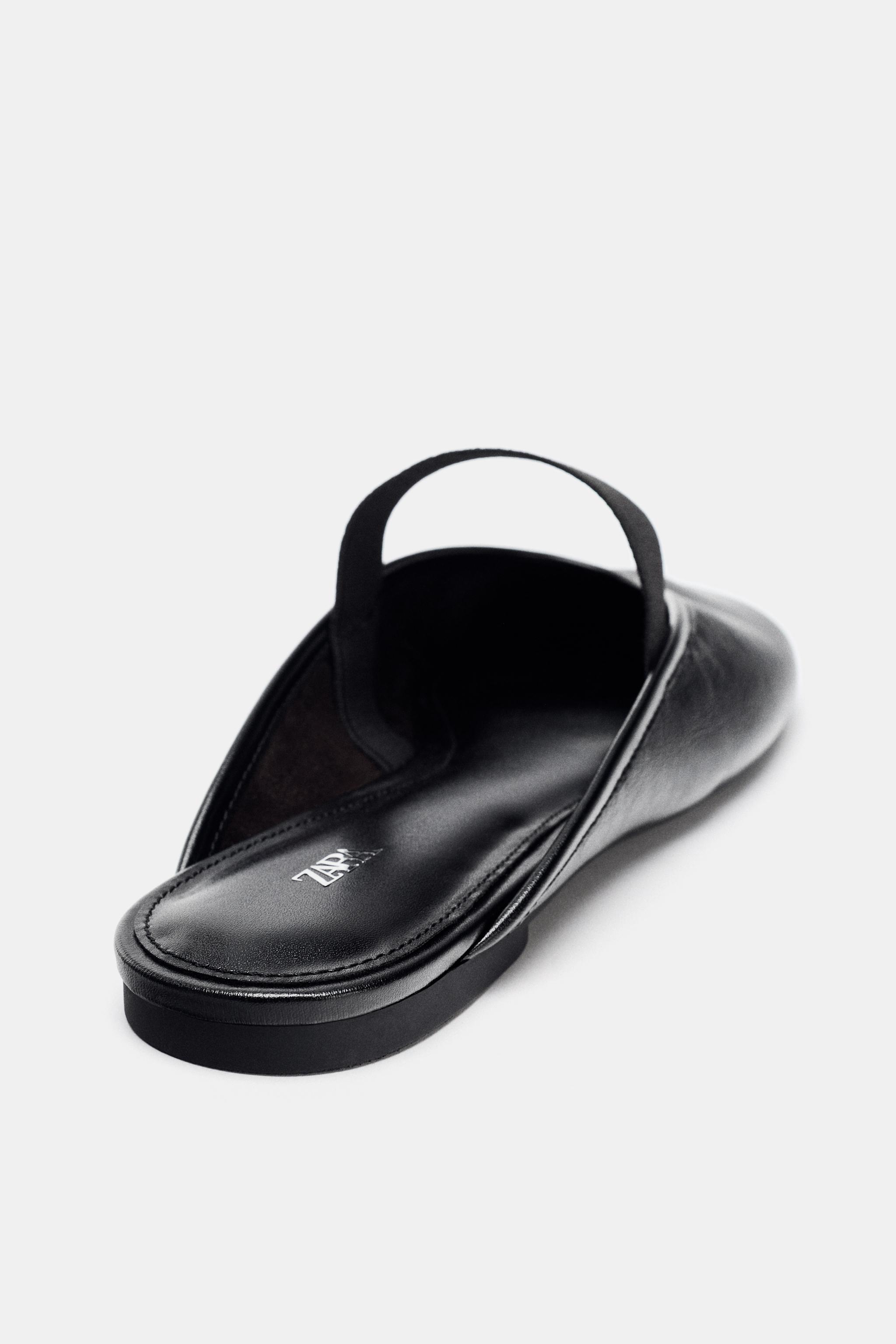 LEATHER SLINGBACK BALLET FLATS